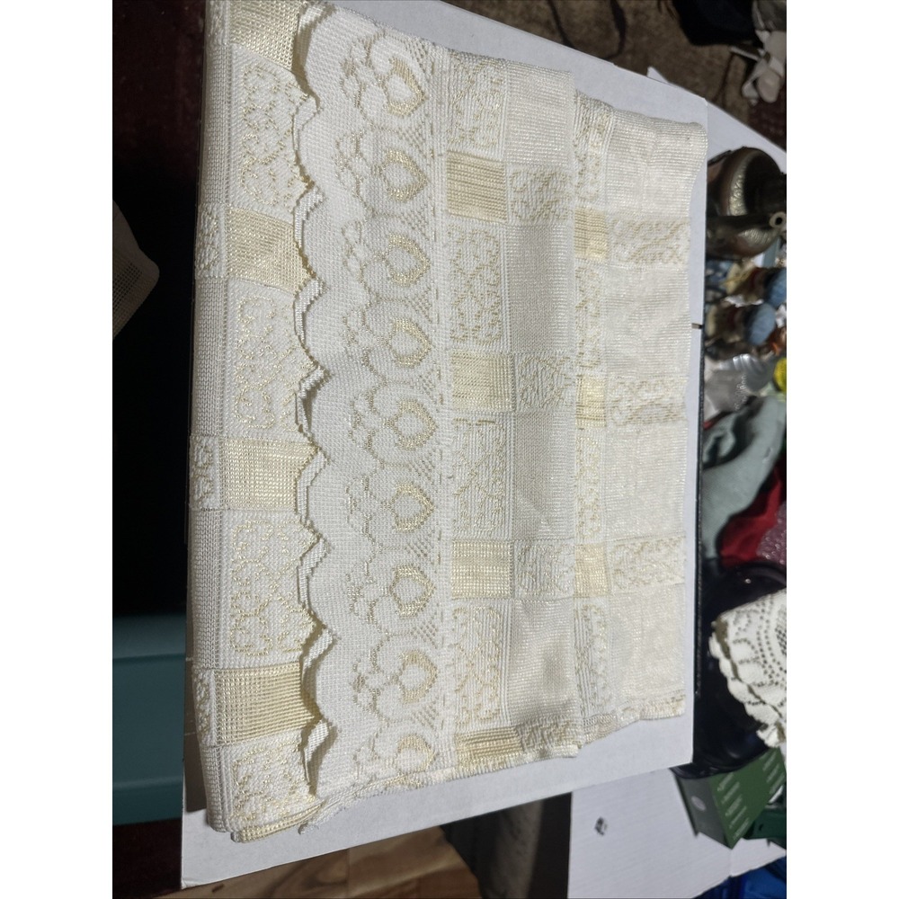 Vintage Lace Valance Curtains Set of 4 Cream Off White 26x31 Sheer Window Decor